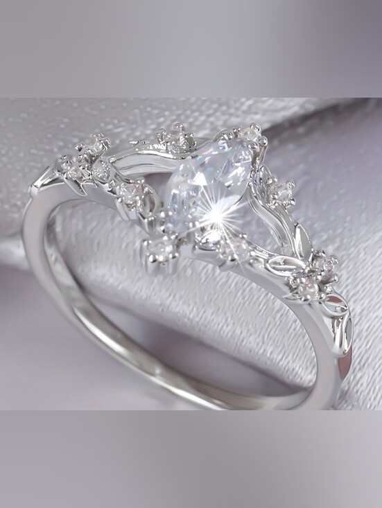 Nikki Picks Jewelry Jewelry - $8 Each Or Bundle 5/$20 Marquise-Cut Silver-Toned Halo Ring with Clear Stone